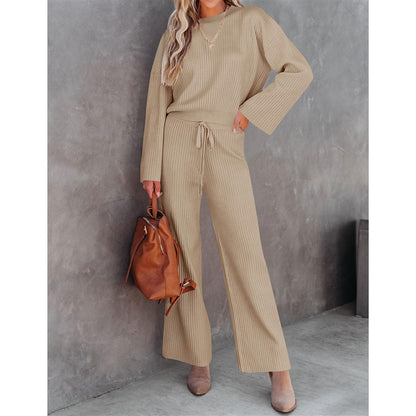 Autumn And Winter New Fashion All-match Round Neck Top Loose Casual Trousers