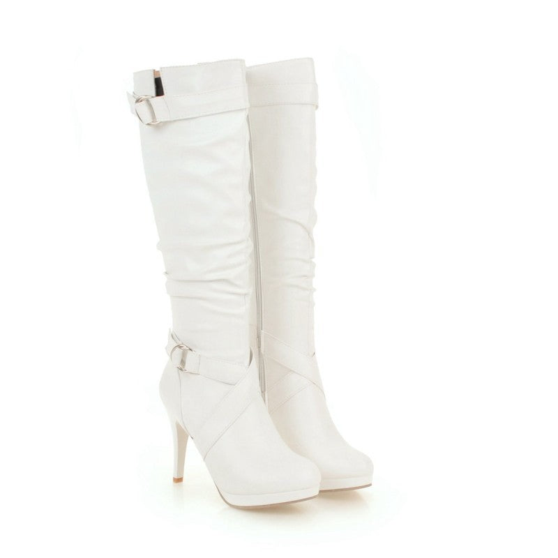 Fashionable And Simple High-Heeled Platform Stiletto Boots