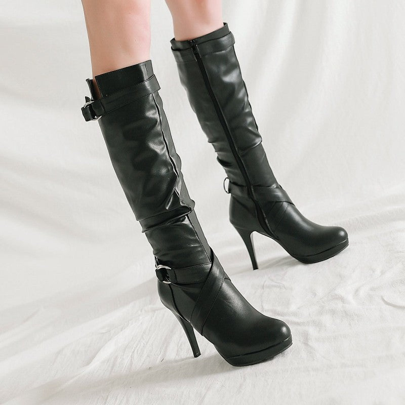 Fashionable And Simple High-Heeled Platform Stiletto Boots