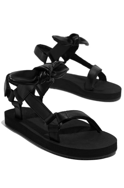 Fashion Ladies Velcro Bow Flat Sandals