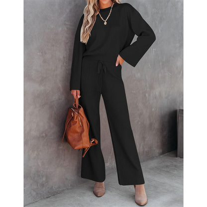 Autumn And Winter New Fashion All-match Round Neck Top Loose Casual Trousers