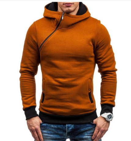 2021 Brand Hoodie Oblique Zipper Solid Color Hoodies Men Fashion Tracksuit Male Sweatshirt Hoody Mens