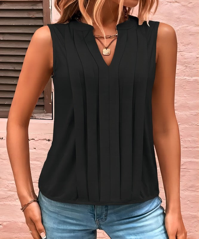 Fashion V-neck Casual Loose-fitting Pleated Momentum T-shirt Vest