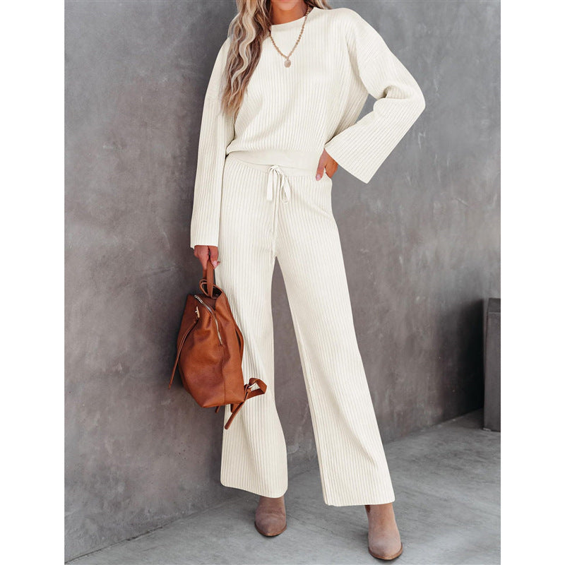 Autumn And Winter New Fashion All-match Round Neck Top Loose Casual Trousers