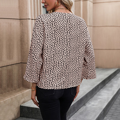 Women's Clothing Leopard-print Long-sleeved Shirt