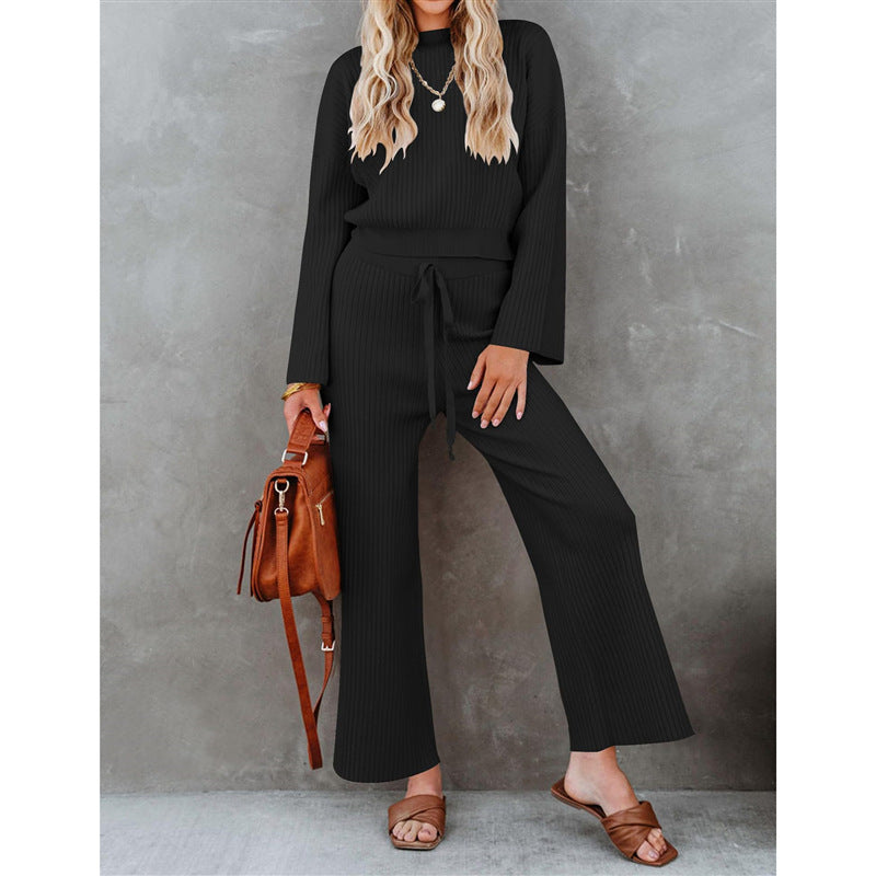 Autumn And Winter New Fashion All-match Round Neck Top Loose Casual Trousers