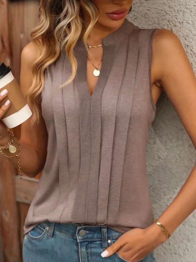 Fashion V-neck Casual Loose-fitting Pleated Momentum T-shirt Vest