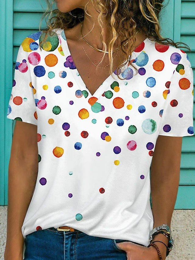 Women's T-shirt Feather Print Short Sleeve Casual