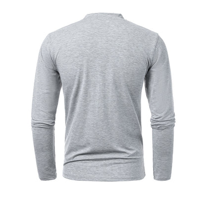 New Casual Multi Zipper Large Men's Half High Collar Long Sleeve T-shirt