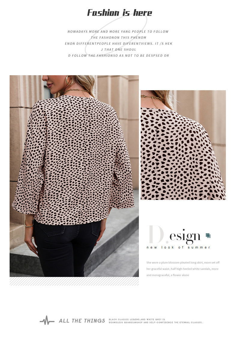 Women's Clothing Leopard-print Long-sleeved Shirt