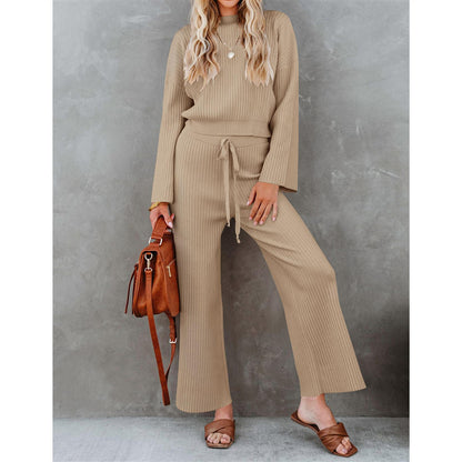 Autumn And Winter New Fashion All-match Round Neck Top Loose Casual Trousers