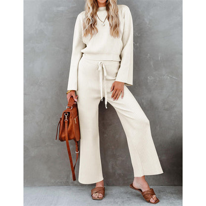 Autumn And Winter New Fashion All-match Round Neck Top Loose Casual Trousers