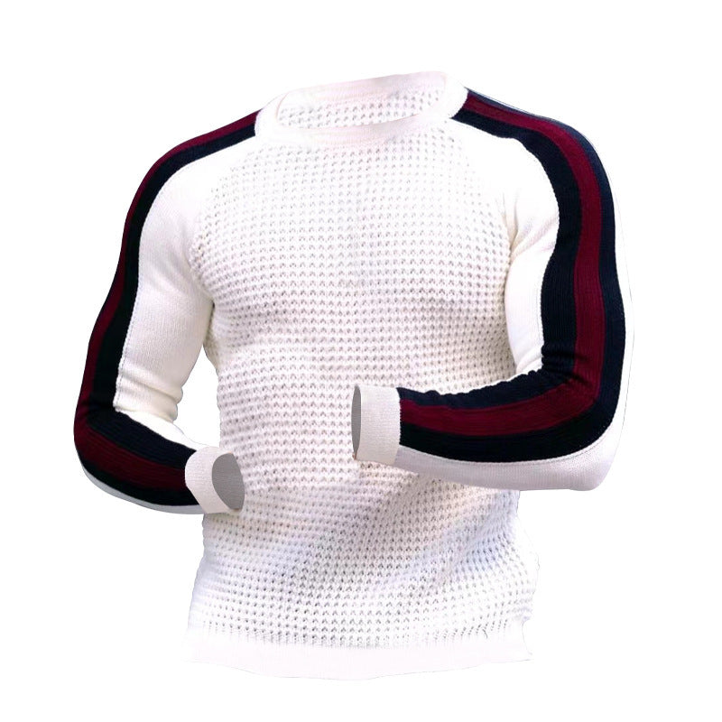 Men's Contrast Slim Bottom Sports Casual Sweater