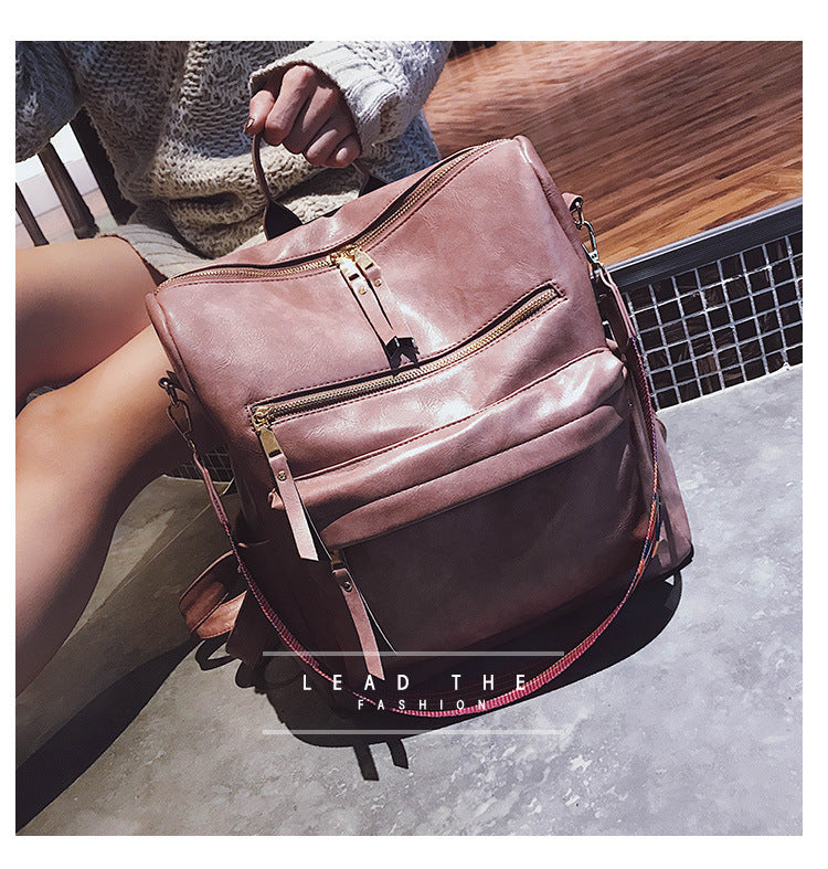 Vintage Large Capacity Soft Leather Backpack