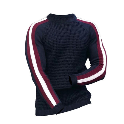 Men's Contrast Slim Bottom Sports Casual Sweater