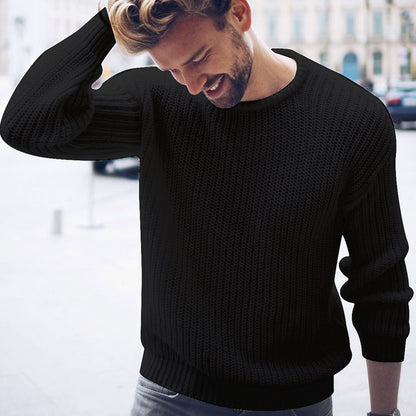 Men's Sweater Men's Casual Solid Color Sweater Knitting