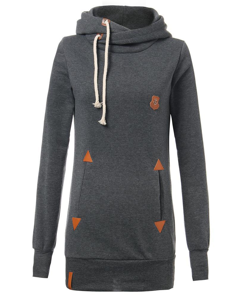 Pocket long-Sleeved Fleece Hooded Sweater Coat