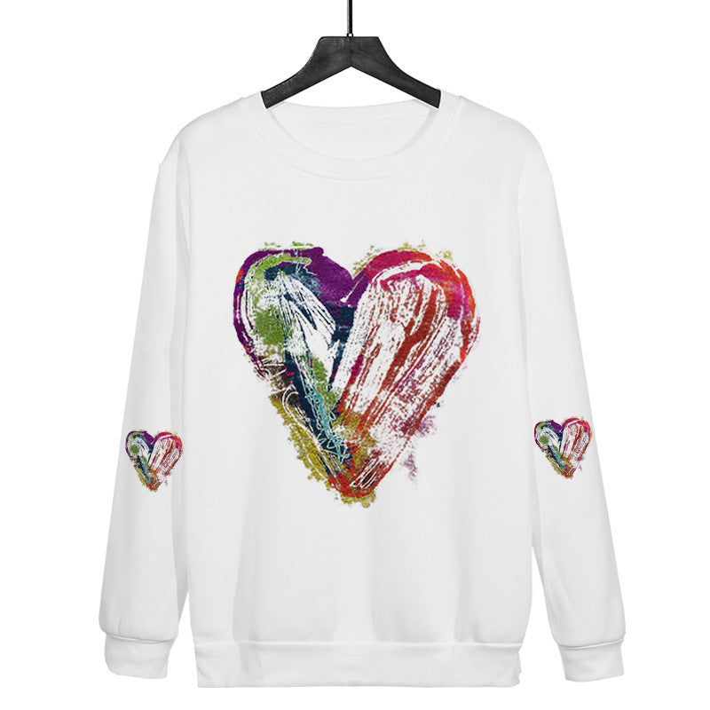 Love Ink Dye Printing Round Neck Pullover Plus Size Sweatshirt