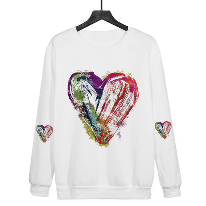 Love Ink Dye Printing Round Neck Pullover Plus Size Sweatshirt