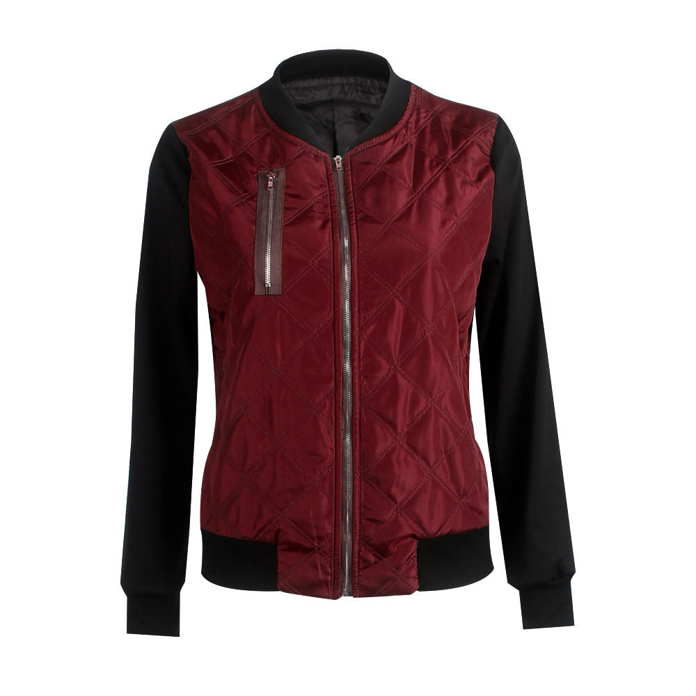 Hot sale autumn and winter new solid color fashion zipped cotton jacket women jacket