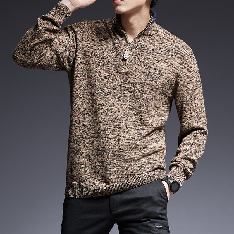 Zipper Stand-up Collar Fashion Sweater Men's Sweater Bottoming Shirt