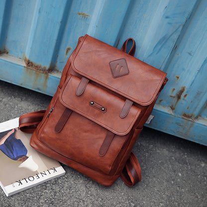Color leather retro Backpack Laptop