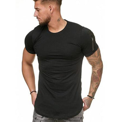 European and American sports slim solid color round neck short sleeves