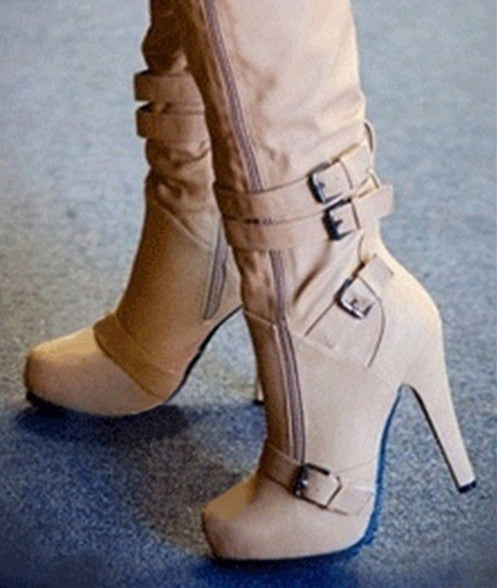 Fashion high-heeled platform high-top women's boots