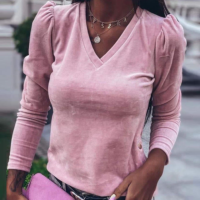 Fashion Women's Solid Color Long Sleeve T-Shirt