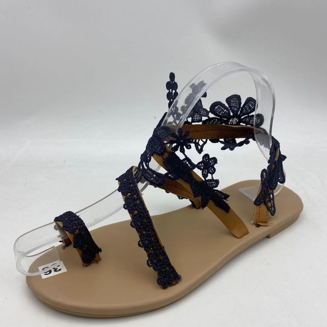 Flat heel European style sandals plus size