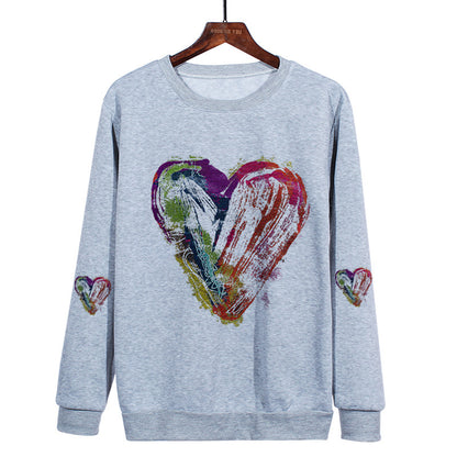 Love Ink Dye Printing Round Neck Pullover Plus Size Sweatshirt