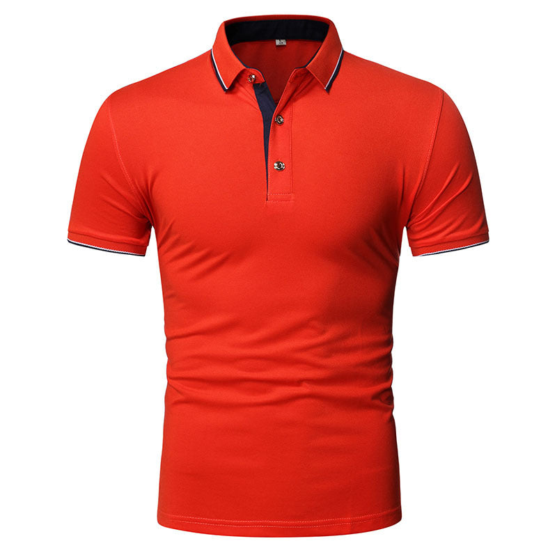 Lapel Men's Top Solid Color Business Short Sleeve