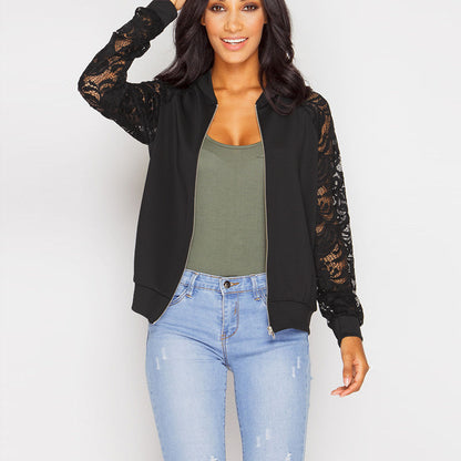 Women Bomber Jacket With Lace