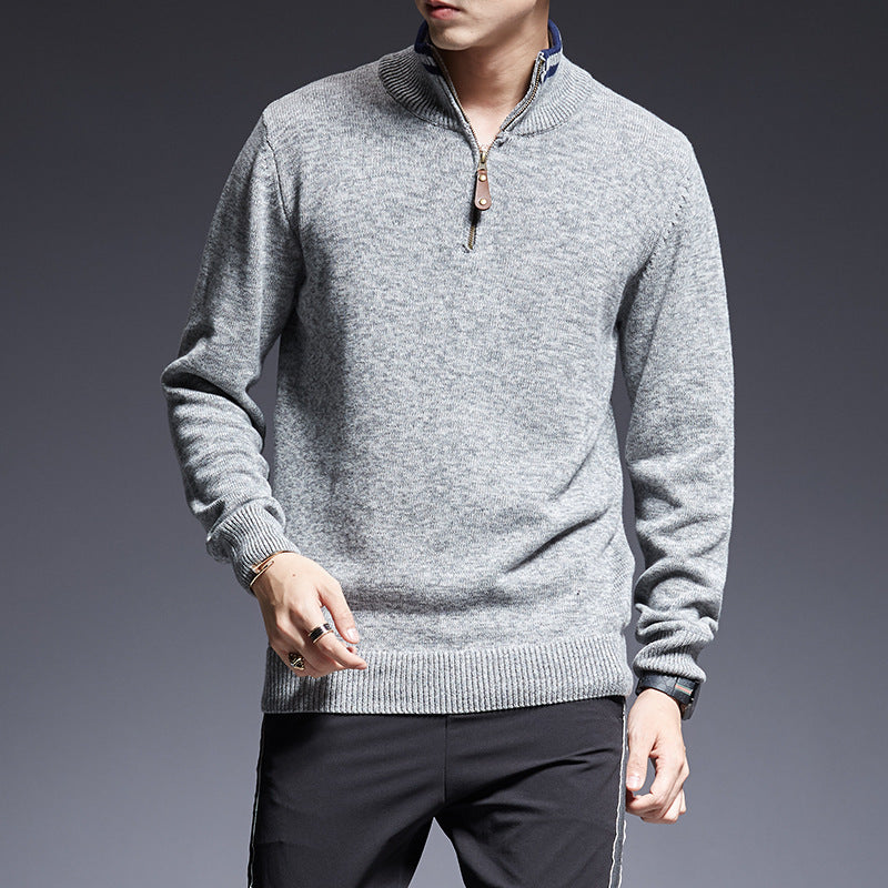 Zipper Stand-up Collar Fashion Sweater Men's Sweater Bottoming Shirt